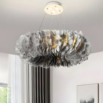 FeatherGlow – Circular Pendant Light With Feather Light Shade
