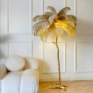 LumaFeather – Tall Gold Feather Floor Standing Lamp