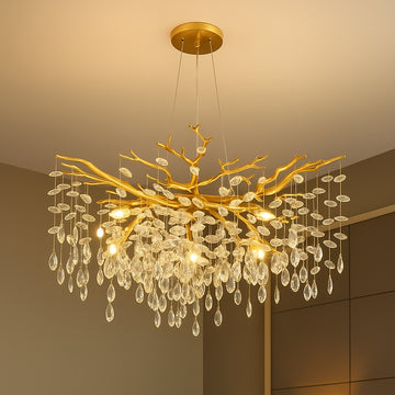 LustraVine – Crystal Branch Round Chandelier dropping pendant light