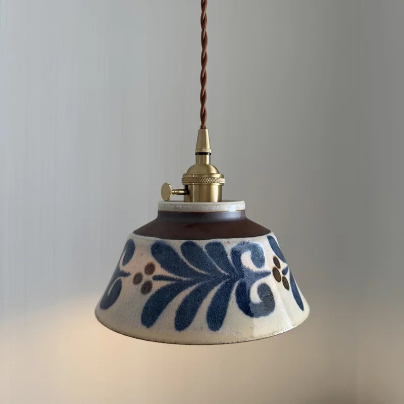 Ceramic Pendant Light With Copper Finish For Dining Room