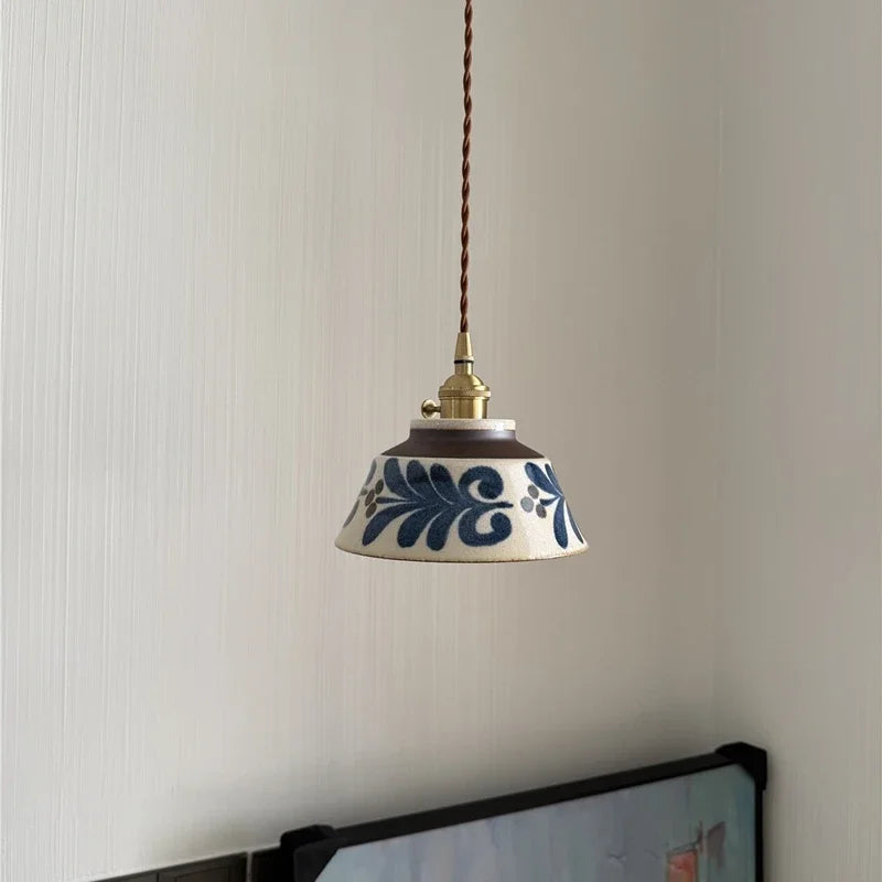 Ceramic Pendant Light With Copper Finish For Dining Room
