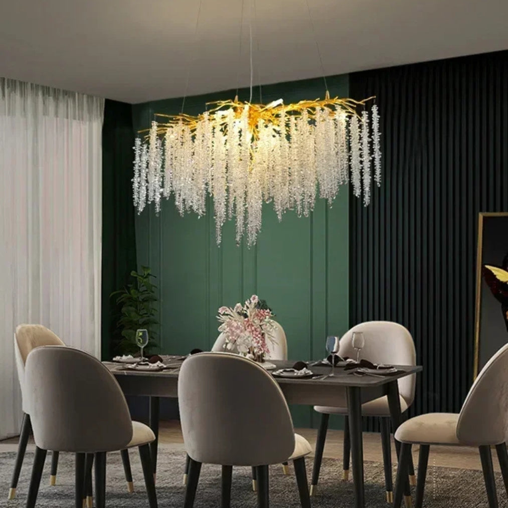 AuroraCascade – Nordic Tree Branch Crystal Chandelier