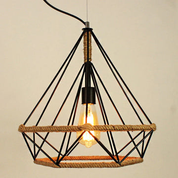 Black Metal Cage Pendant Light Fixture