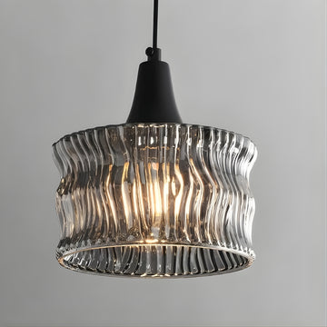 CylindricalWave - Industrial Smoked Glass Pendant Light