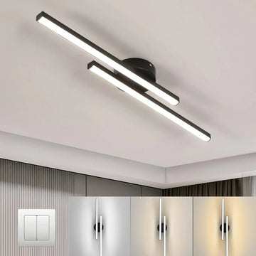 DualLumo - Strip LED Aluminum Semi Flush Mount LED Ceiling Light