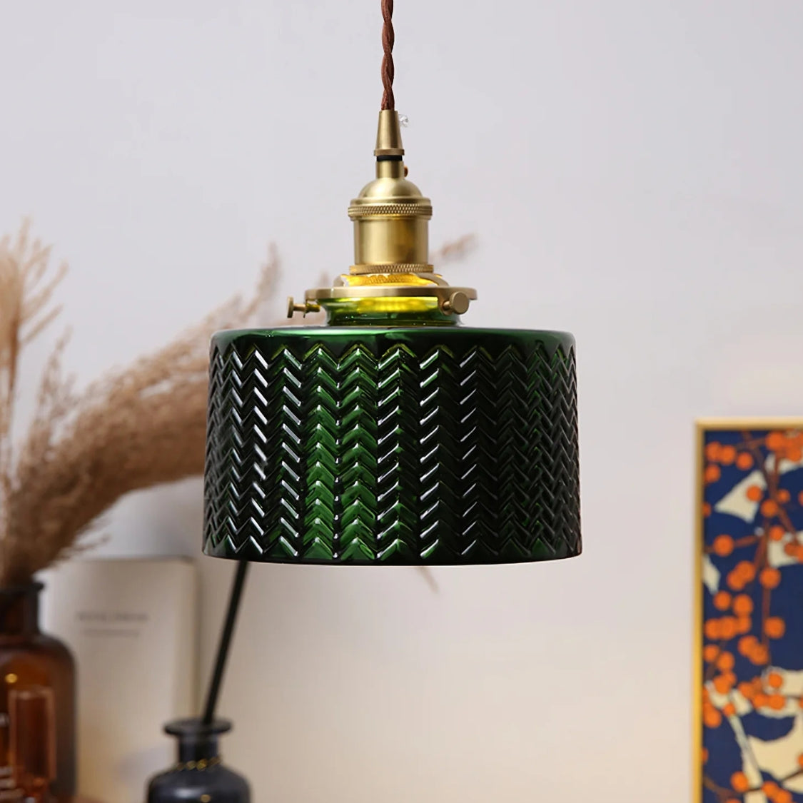 EmeraldGlow – Vintage Green Glass Pendant Light