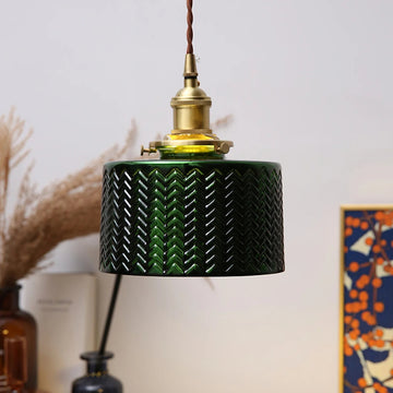EmeraldGlow – Vintage Green Glass Pendant Light