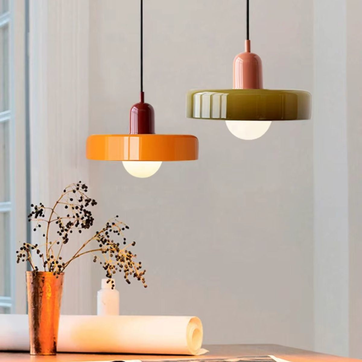 Glohaus - Amber Glass Pendant Ceiling Light