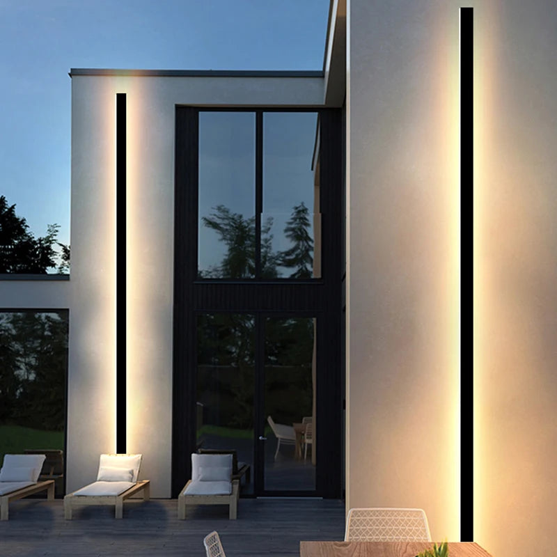 GlowRail LED Outdoor Wall Light – Black Linear IP65 Wall Lamp