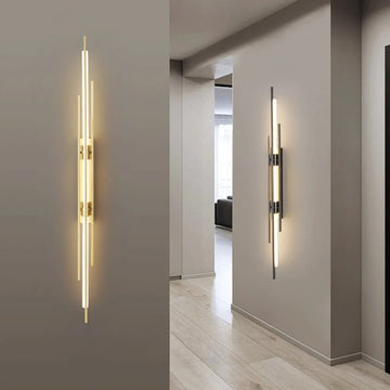 LumaBar Modern LED Long Wall Light – Gold & Black Bedside Lamp