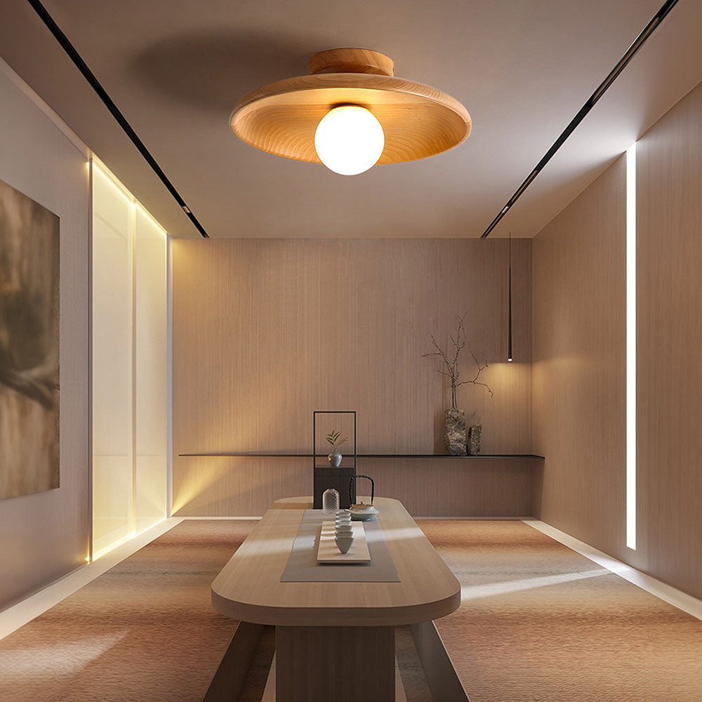 LumiLak - Wooden Flush Ceiling Mount Light Fixture