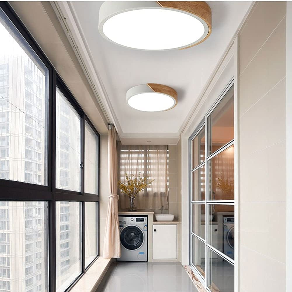 LumoNest – Nordic LED Wood Trim Circular Ceiling Light