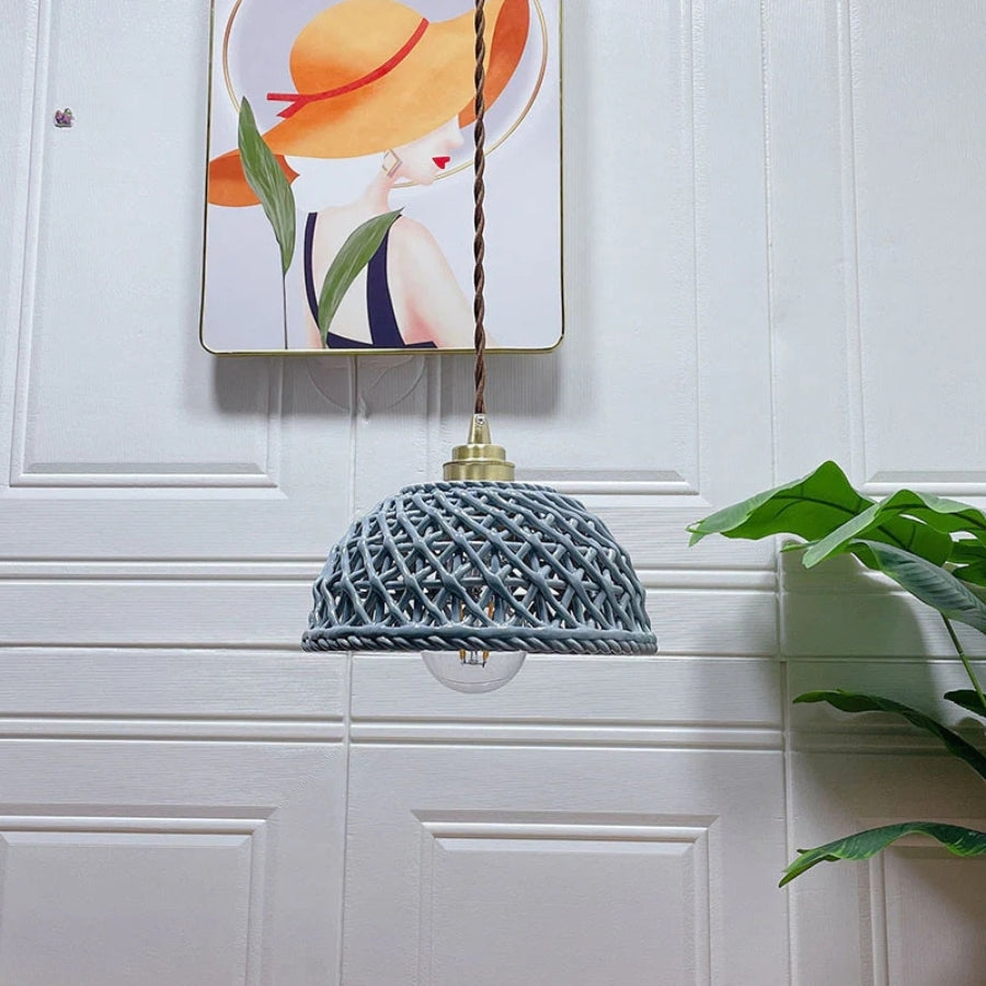 LumoWeave - Nordic Woven Ceramic Pendant Light