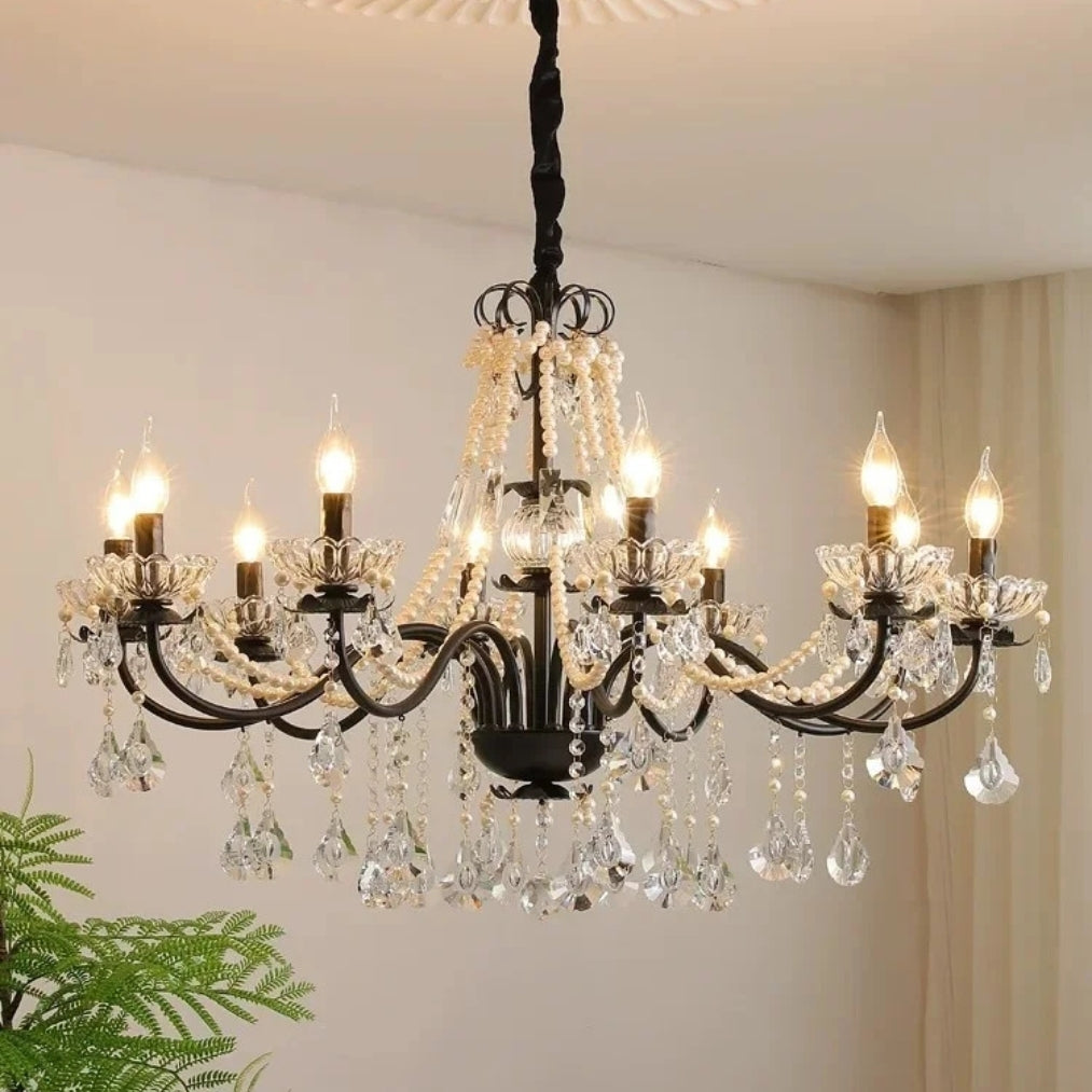 MidnightCandles - Vintage Black Crystal Chandelier Ceiling Light