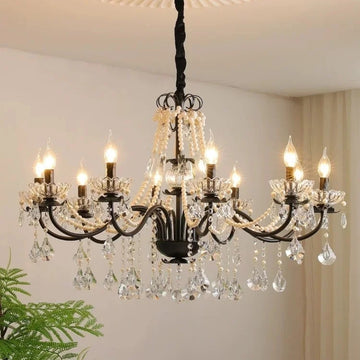 MidnightCandles - Vintage Black Crystal Chandelier Ceiling Light