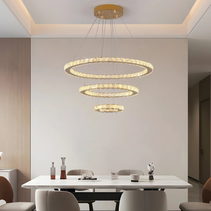 OrbitLumo - Modern Crystal Ring Pendant Light