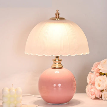 PetalBlush – Ceramic & Glass Bedside Table Lamp