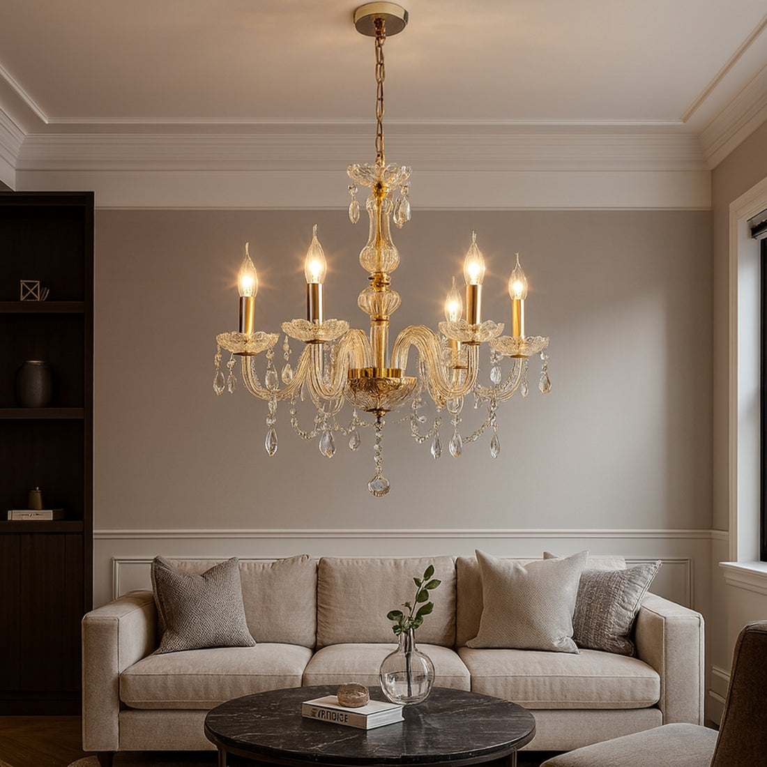 RadiantCandles - Vintage Crystal Chandelier Ceiling Light