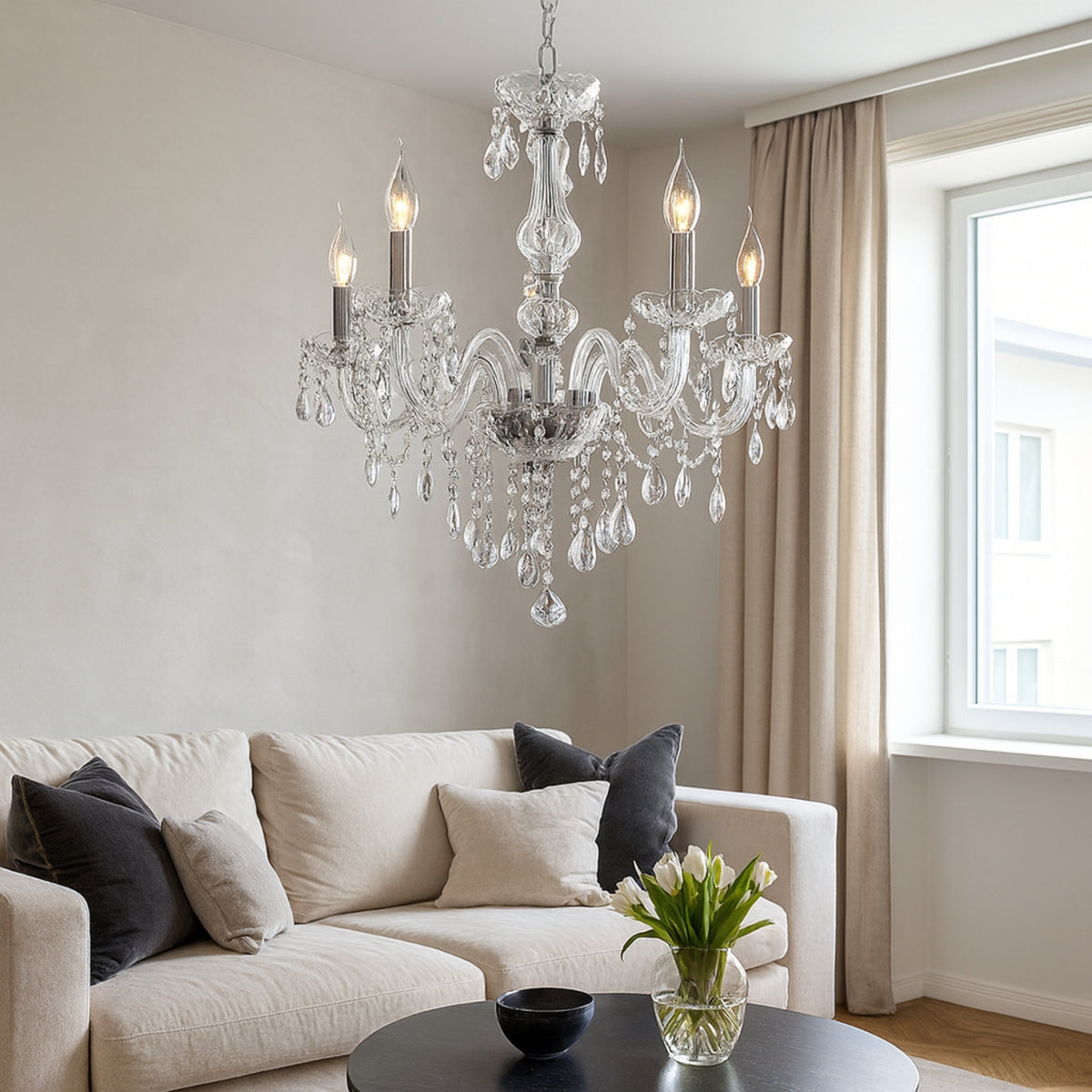 RadiantCandles - Vintage Crystal Chandelier Ceiling Light