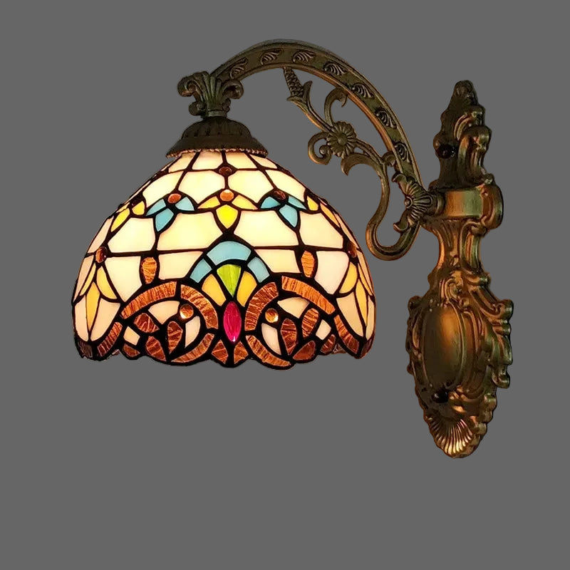 A Lampshade Color Tiffany Stained Glass LED Wall Sconce for Indoor Decor