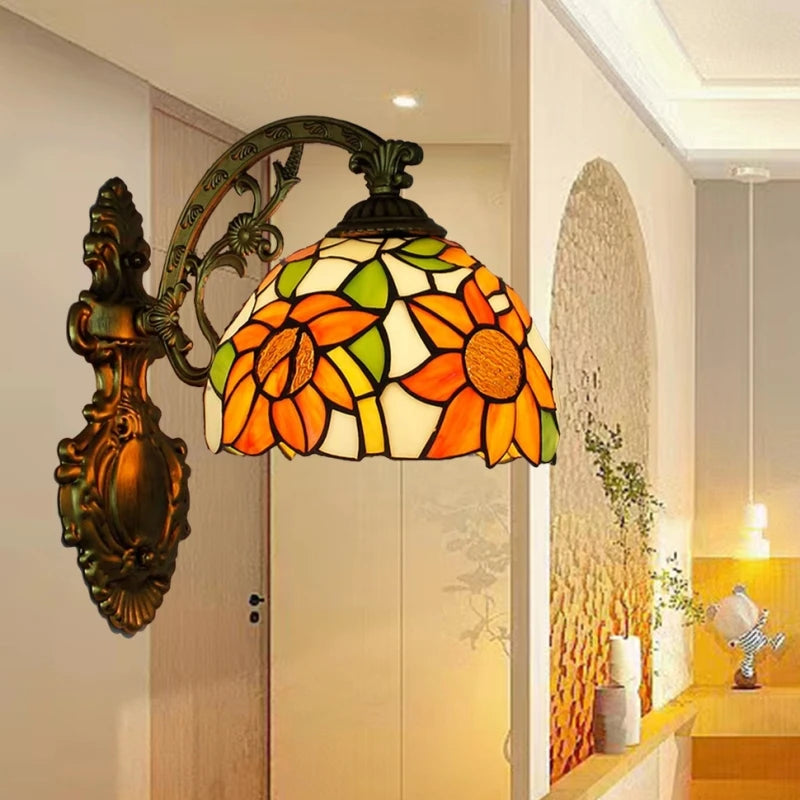 Tiffany Stained Glass LED Wall Sconce for Indoor Decor