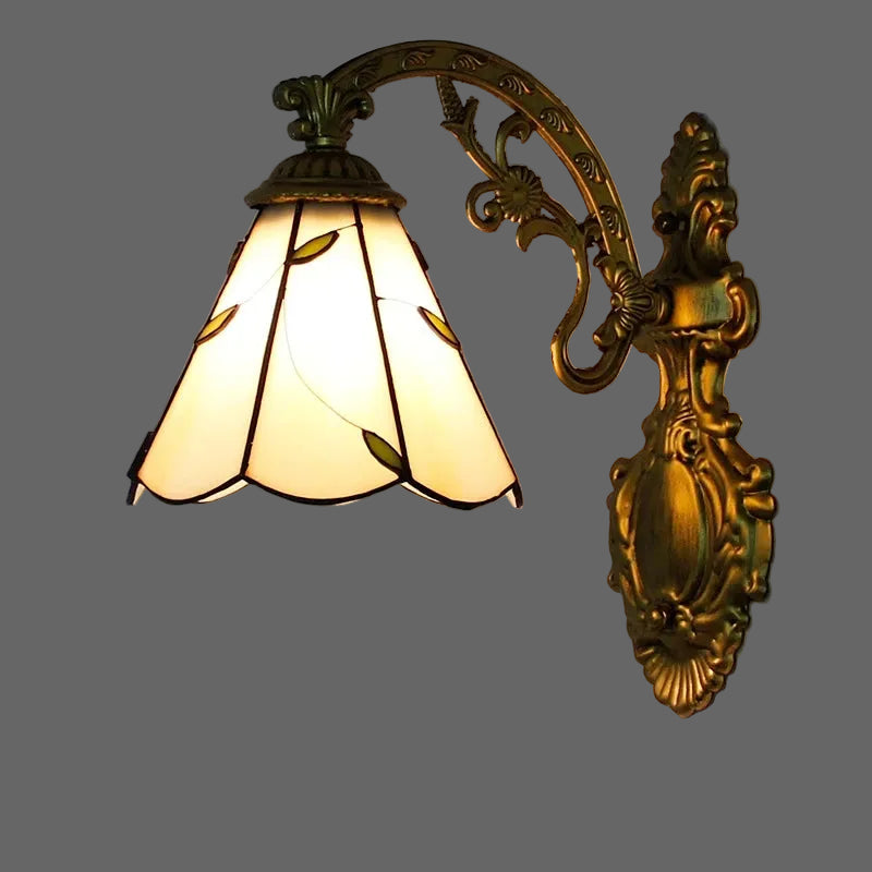 K Lampshade Color Tiffany Stained Glass LED Wall Sconce for Indoor Decor