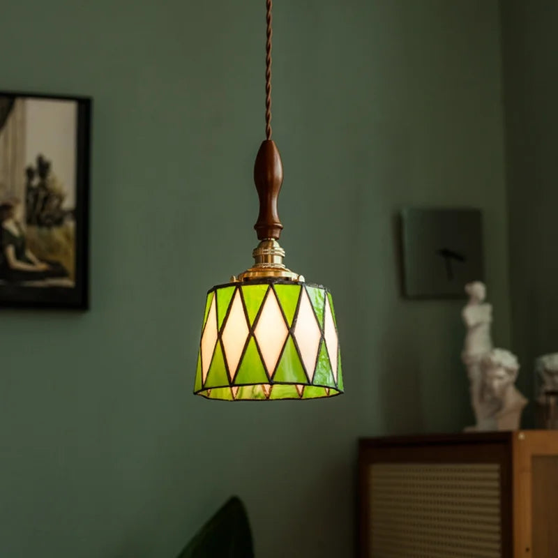 Green Glass LED Pendant Light for Kitchen or Bar