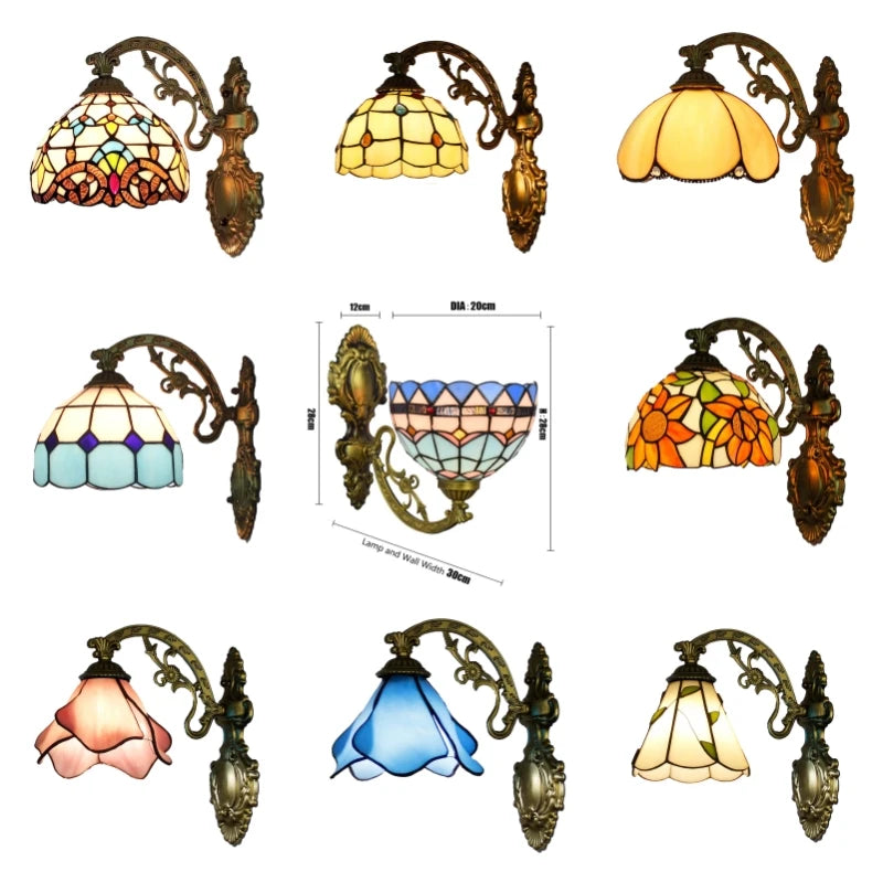 Tiffany Stained Glass LED Wall Sconce for Indoor Decor