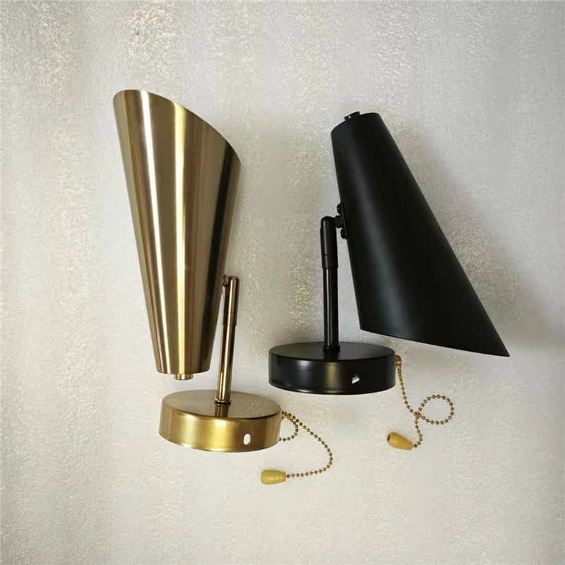 Modern Adjustable Swing Arm Wall Lamp With Pull Chain