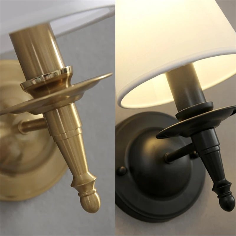 Linen Wall Lamp With Fabric Shade For Bedroom Or Hallway