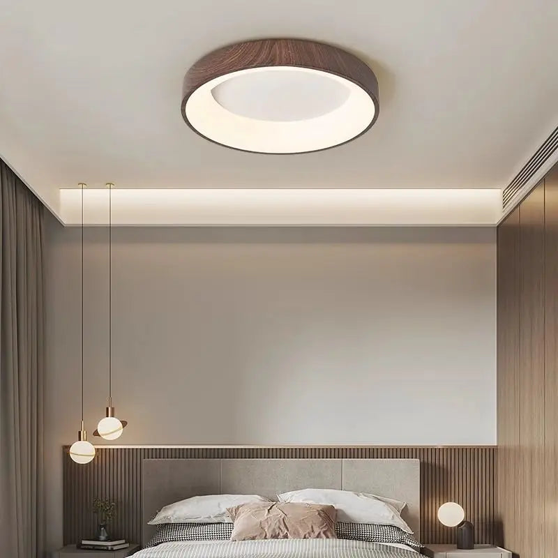 Modern Wood Grain LED Flush Mount Ceiling Light