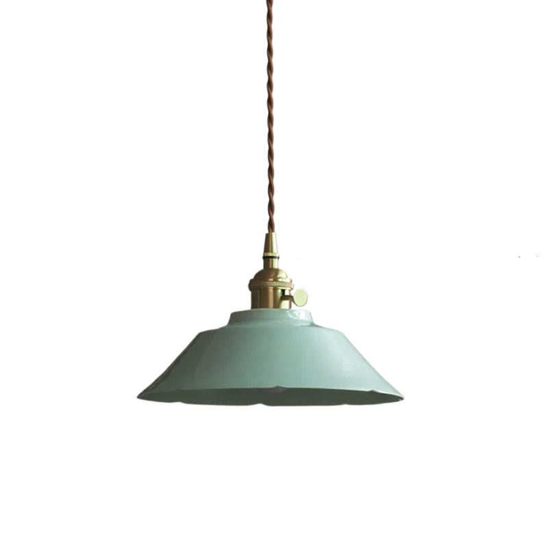 22cm lampshade Body Color Ceramic Pendant Light With Copper Finish For Dining Room