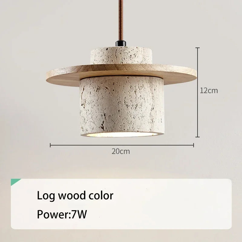 yellow Body Color Japanese Stone Pendant Light for Bedroom & Living Room