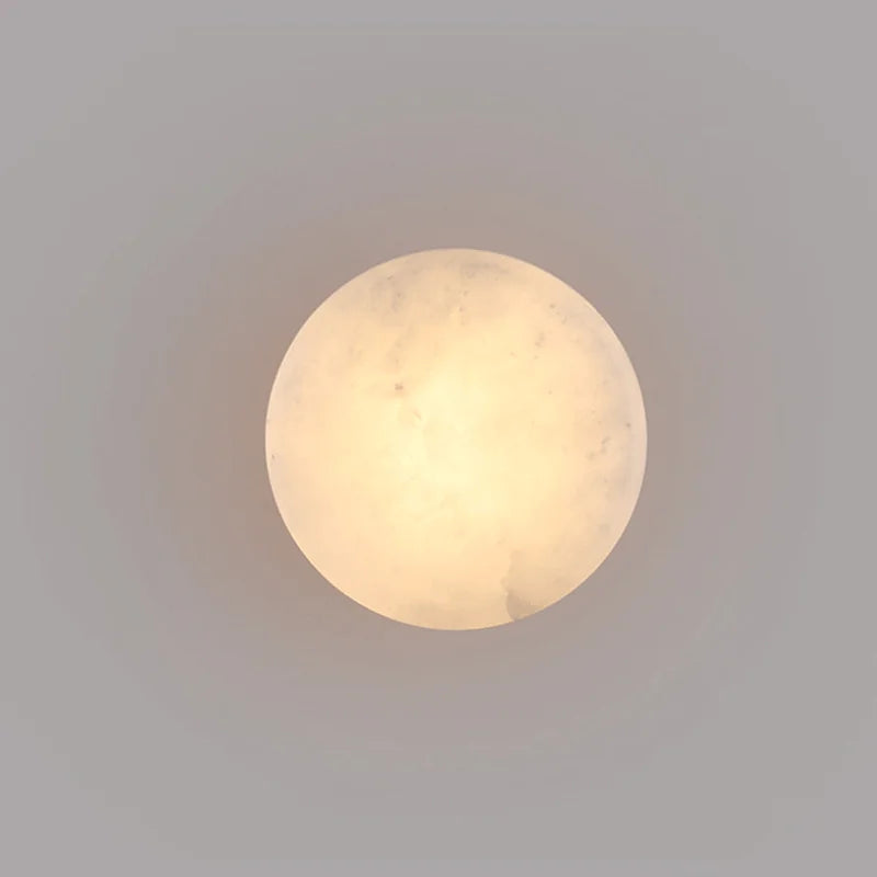 MarmoHalo Round Marble Wall Light – Natural Marble & Frosted Glass