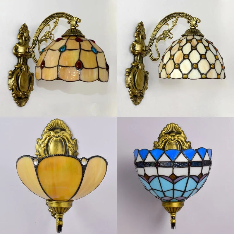 Tiffany Stained Glass LED Wall Sconce for Indoor Decor