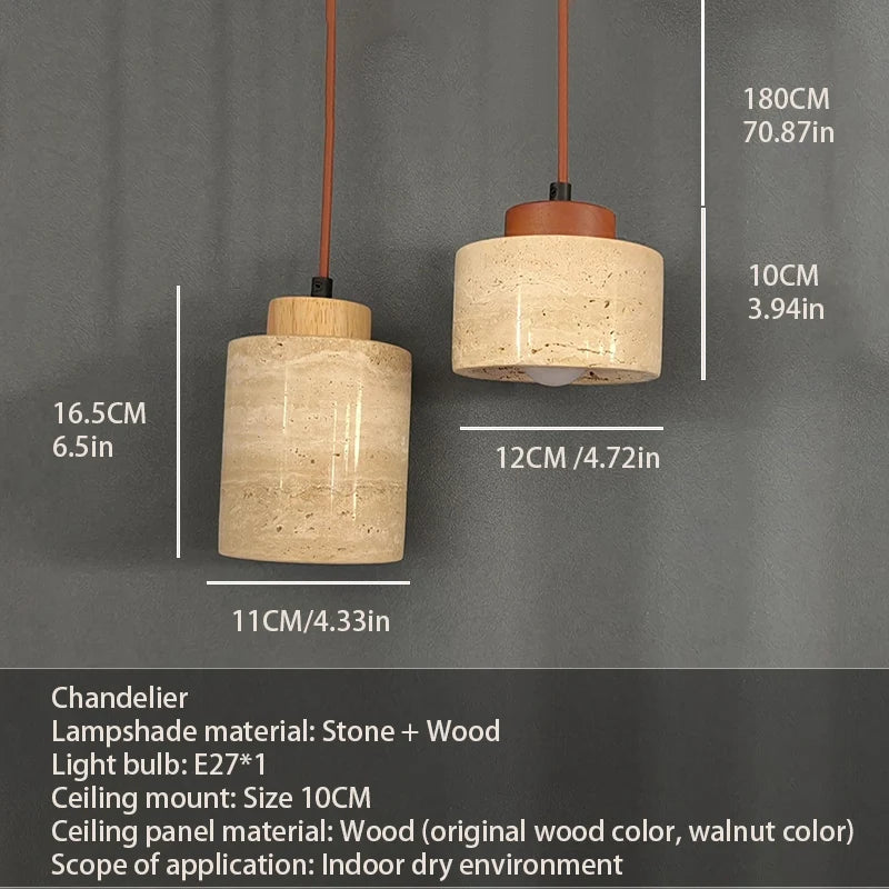 Stone Pendant Bedside Lamp With Warm Yellow Glow