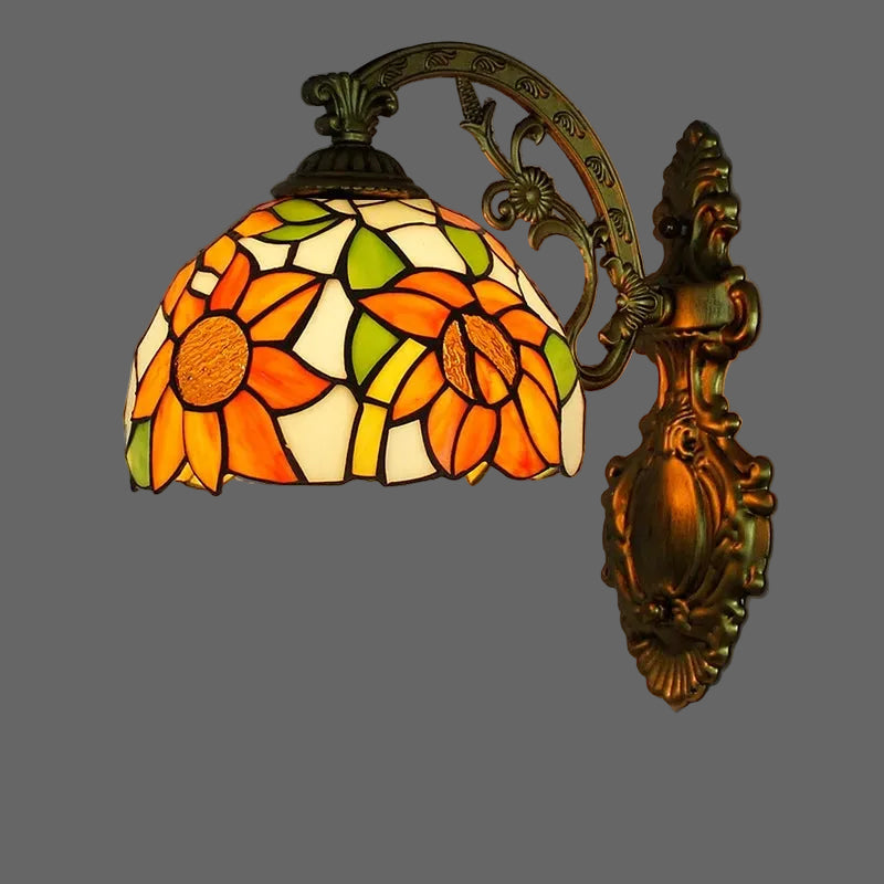 I Lampshade Color Tiffany Stained Glass LED Wall Sconce for Indoor Decor