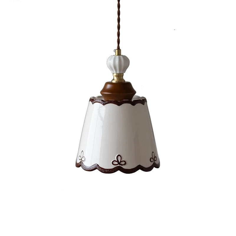 18.5cm lampshade Body Color Ceramic Pendant Light With Copper Finish For Dining Room