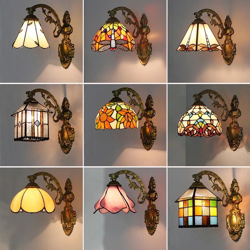 Tiffany Stained Glass LED Wall Sconce for Indoor Decor