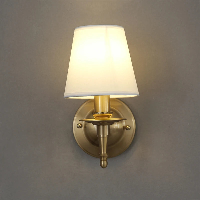 Linen Wall Lamp With Fabric Shade For Bedroom Or Hallway