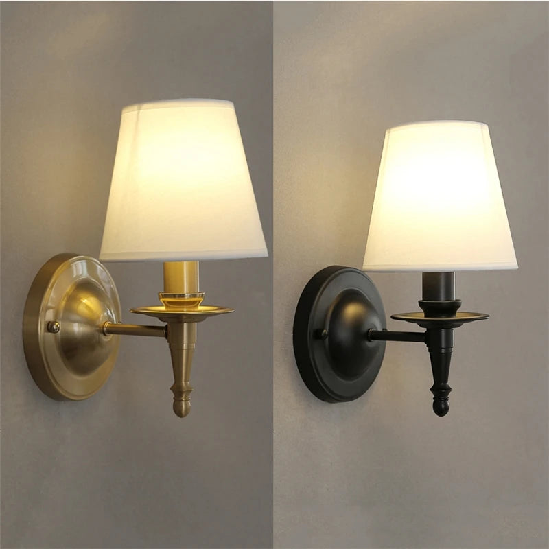 Linen Wall Lamp With Fabric Shade For Bedroom Or Hallway