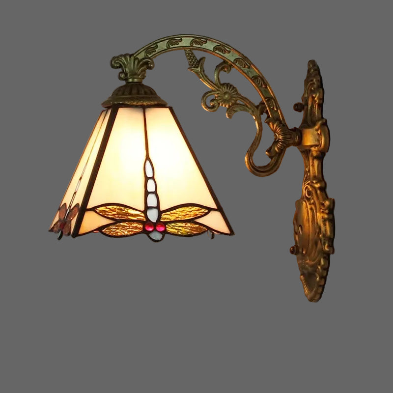 L Lampshade Color Tiffany Stained Glass LED Wall Sconce for Indoor Decor