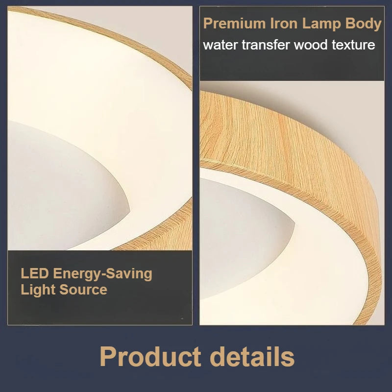 Modern Wood Grain LED Flush Mount Ceiling Light