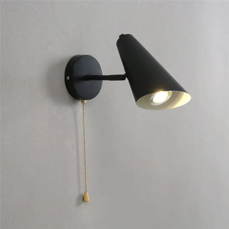 Modern Adjustable Swing Arm Wall Lamp With Pull Chain