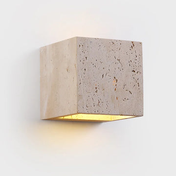 StoneGlow Natural Stone Wall Light – Square Indoor & Outdoor Wall Lamp