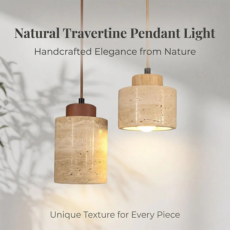 Stone Pendant Bedside Lamp With Warm Yellow Glow