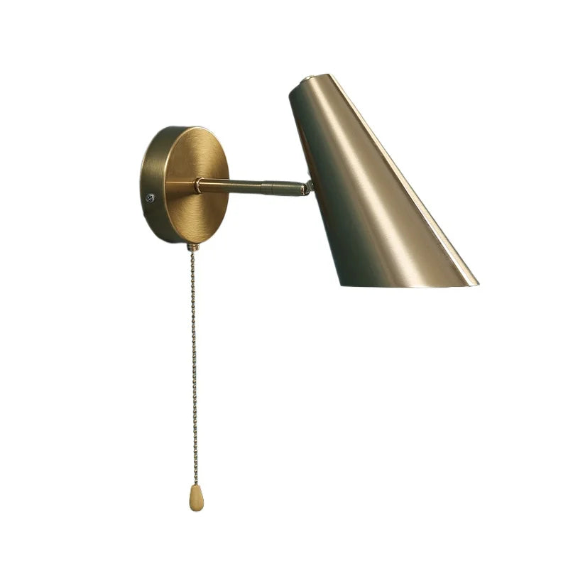 Modern Adjustable Swing Arm Wall Lamp With Pull Chain