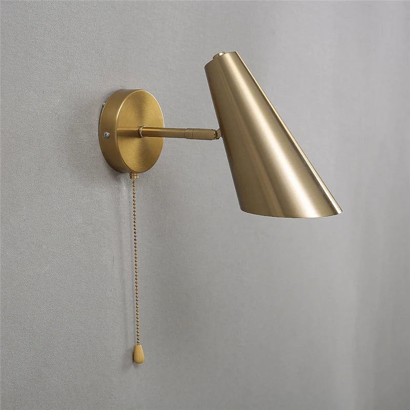 Modern Adjustable Swing Arm Wall Lamp With Pull Chain