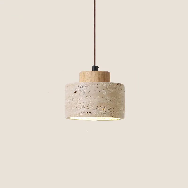 A Body Color Stone Pendant Bedside Lamp With Warm Yellow Glow