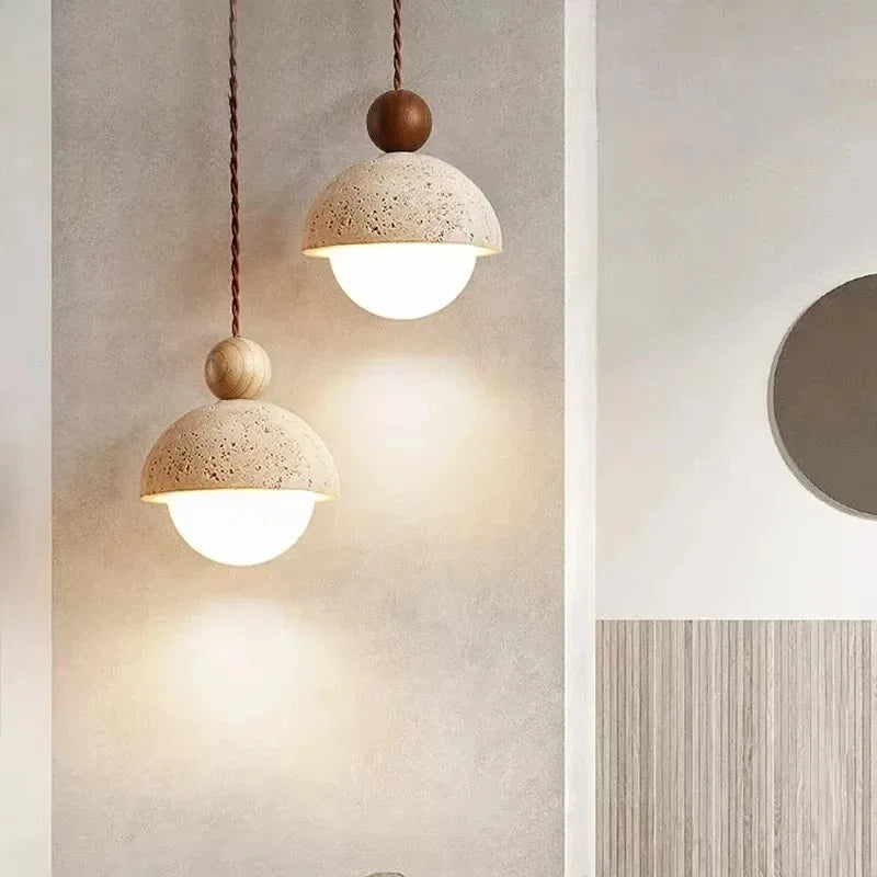 Natural Stone LED Pendant Light for Bedroom and Dining